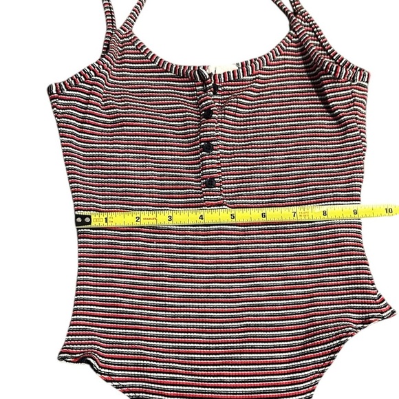 Garage Red, Blue, and White Stripes Body Suit Sleeveless Small - Picture 7 of 8